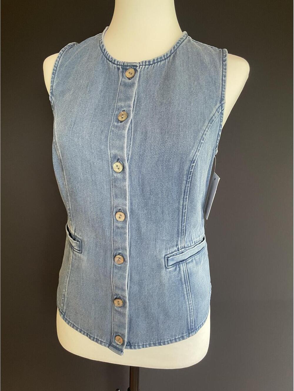 Bella Dahl NWT Sleeveless Button Front Denim Lyocell Top XS Chambray Blue